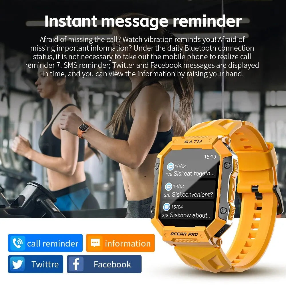 OCEAN PRO Smart Watch Health and Sports Monitoring Smart Notification Smart Watch Men Compatible with IOS and Android