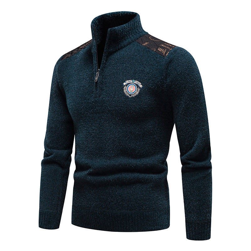 Velvet Stand Collar Thickened Men's Clothing Sweater