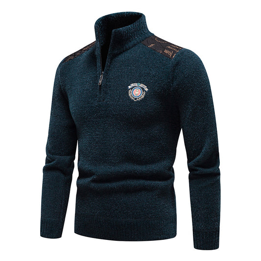 Velvet Stand Collar Thickened Men's Clothing Sweater