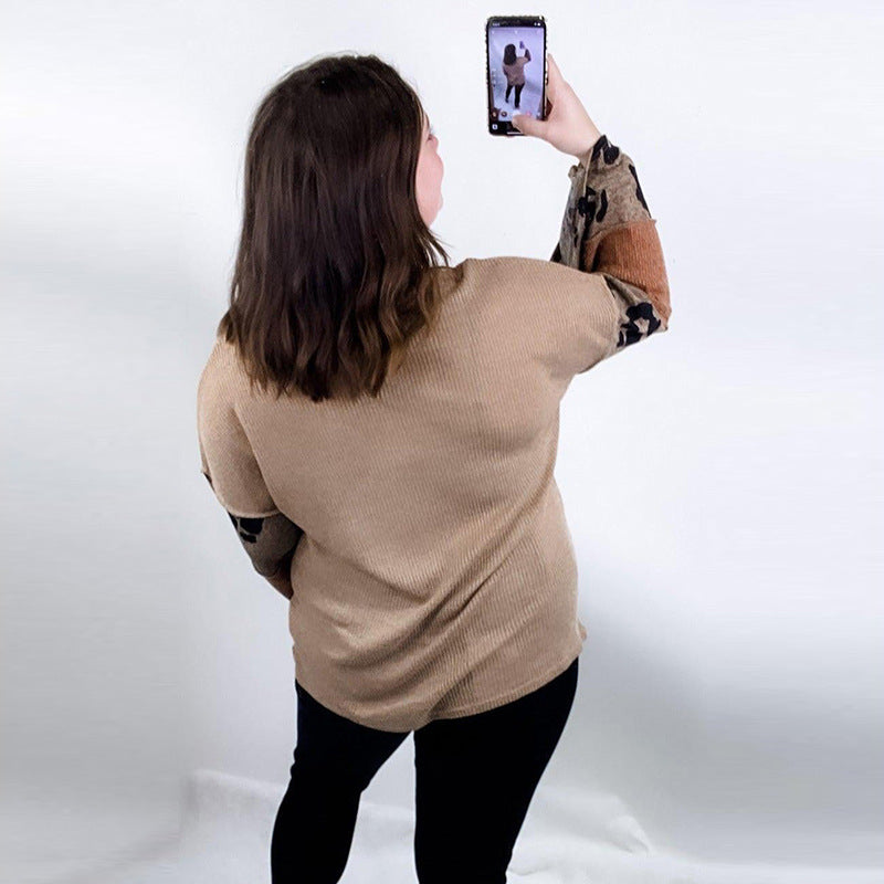 Leopard Print Long-sleeved Sweater For Women European And American Personalized
