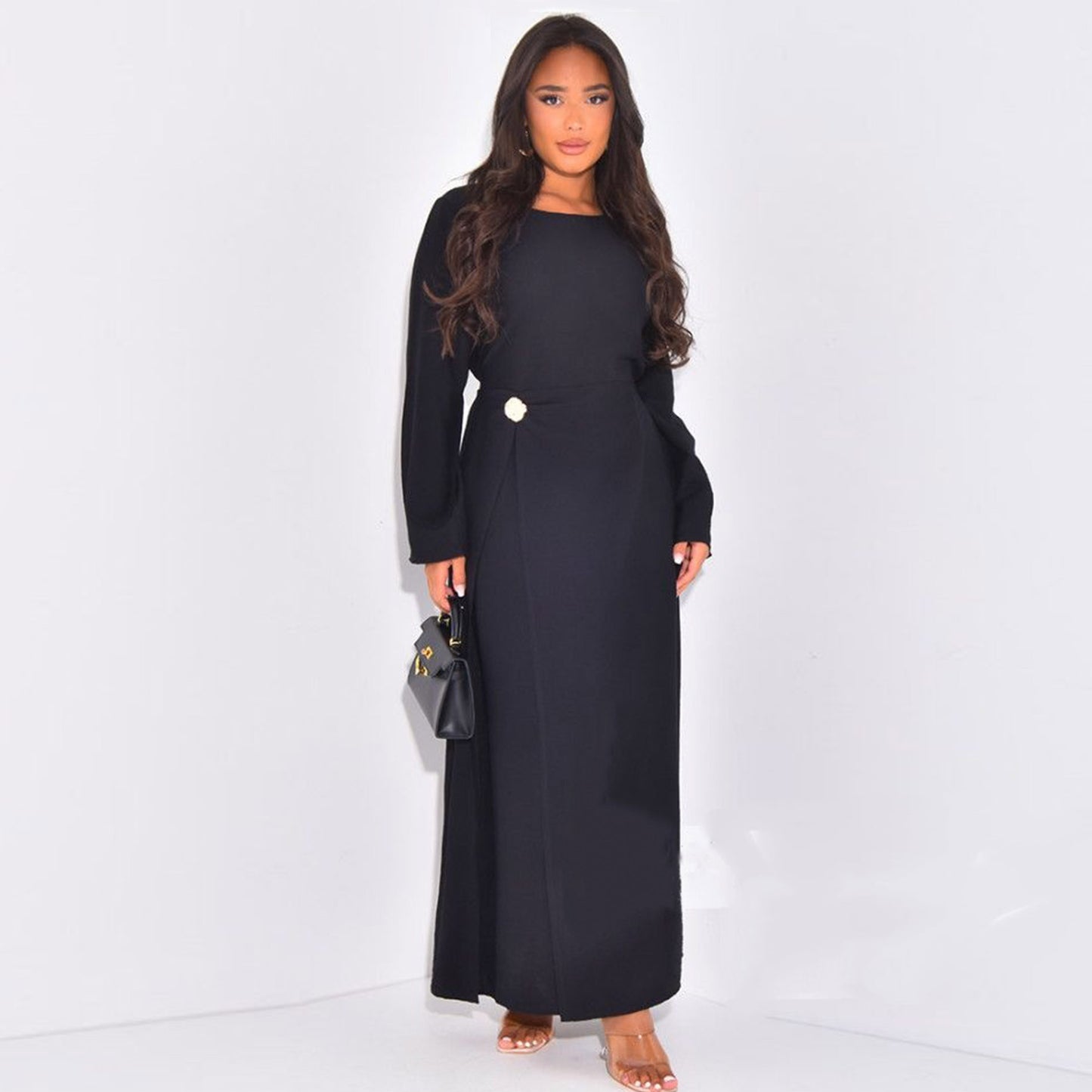 Dubai Middle East Turkey Solid-Color Minimalist Dress