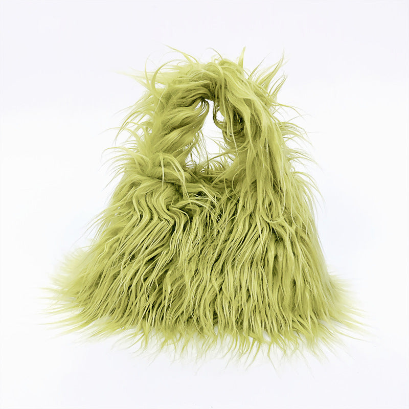 Cross-border NImitated Tibet Sheep Fur Square Bag Plush Personality Style Hand Holding Clutch