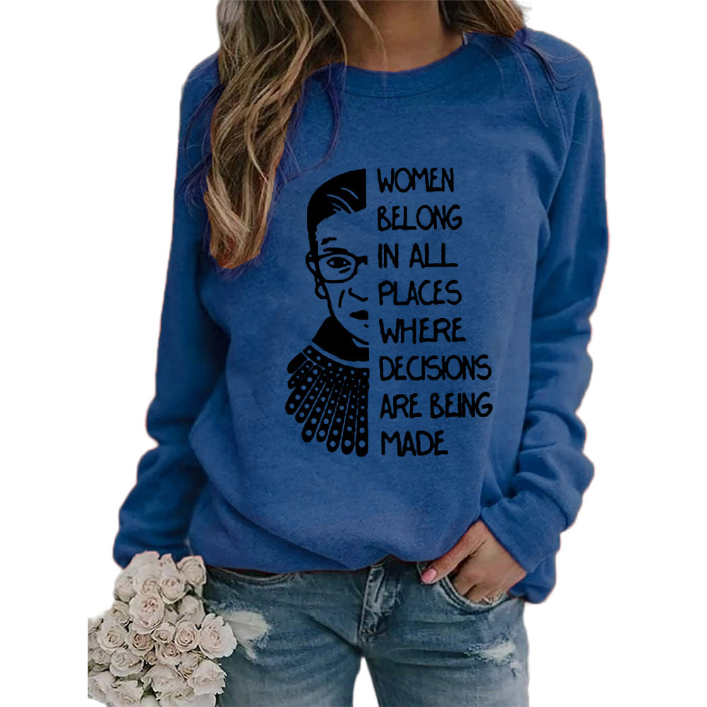 Justice Monogram Print Crew-neck Long-sleeve Sweatshirt