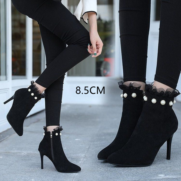 High Heeled Pointed Toe And All Match Warm Women's Shoes