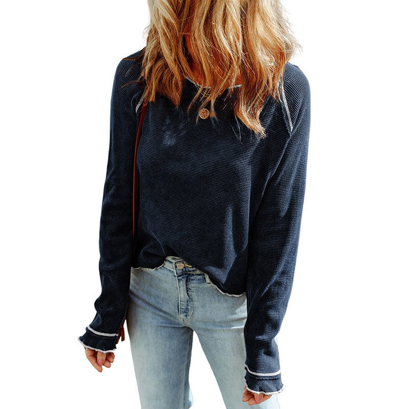 New Autumn Thin Solid Color Bottoming Shirt For Women