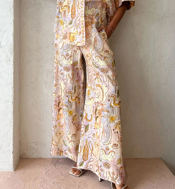 Spring And Summer New Casual Pocket Half Sleeve Suit INS Loose Fashion Women's Wear Two-piece Suit