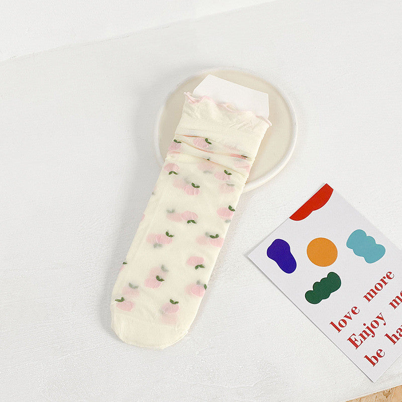 Spring And Autumn Thin Glass Silk Tube Socks Japanese Socks Ins