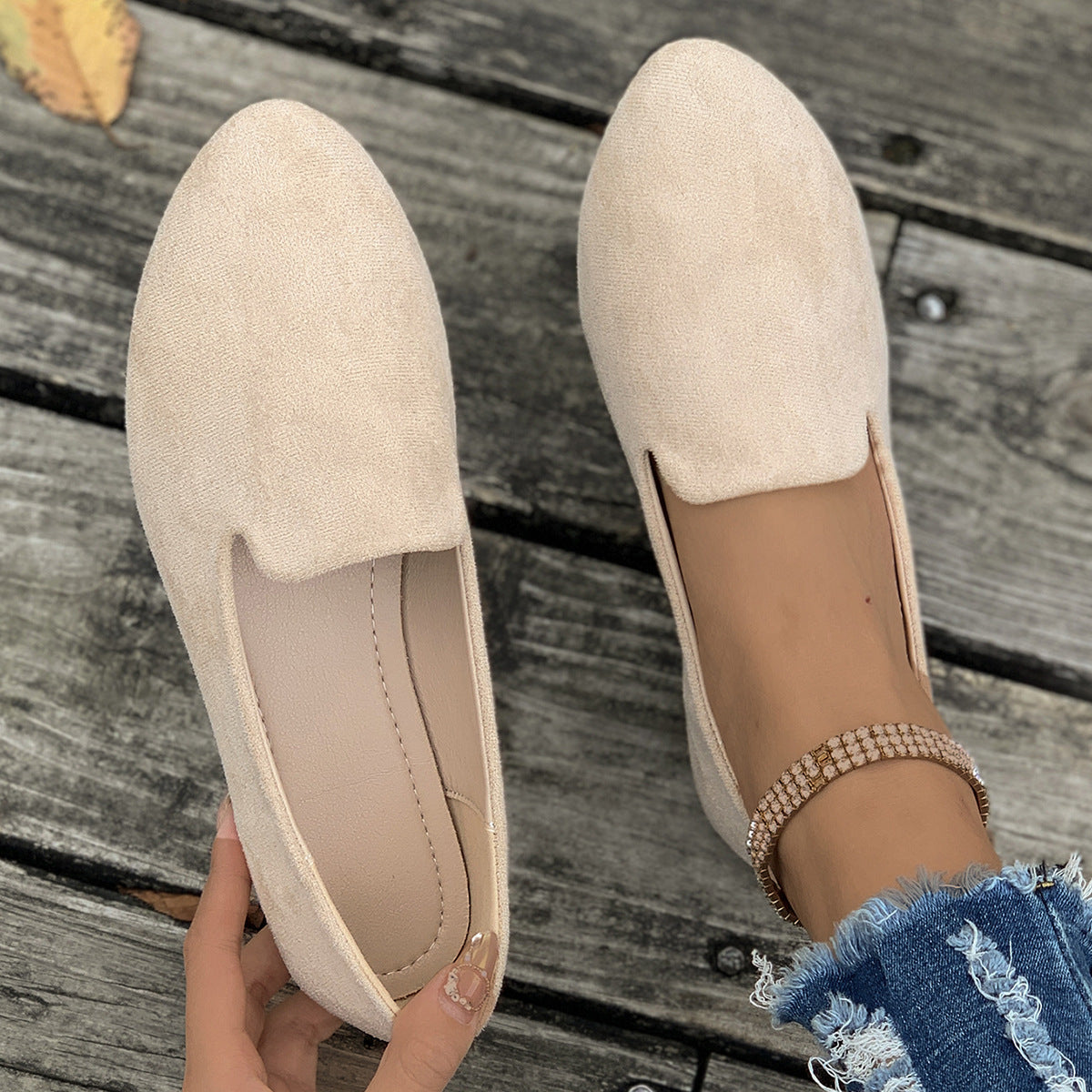 Women's Leisure Thin Shoes Low-cut Flat Round Head