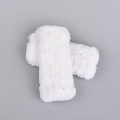 Rabbit Fur Half Finger Gloves Padded