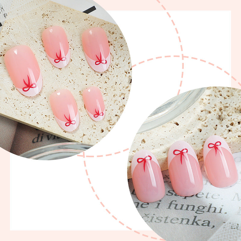 Women's Fashion Bowknot French Manicure