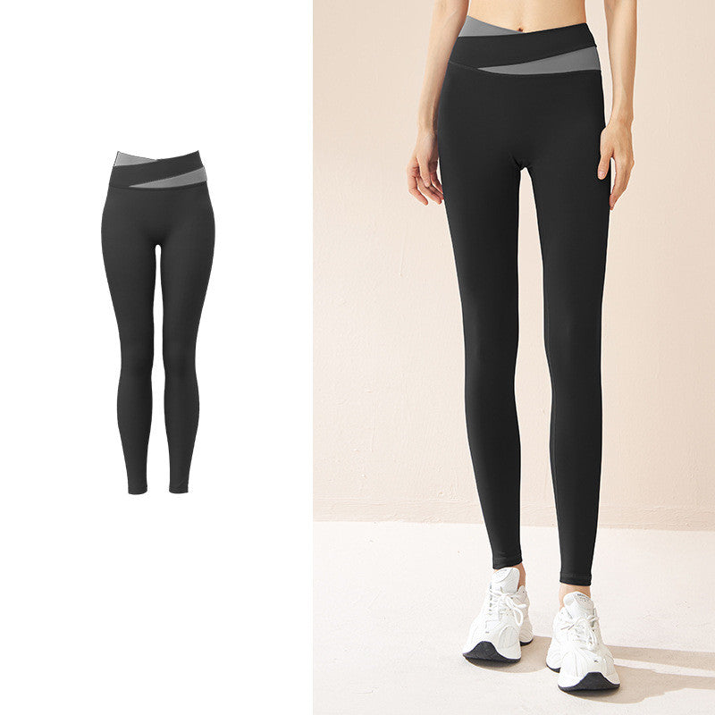 Sammenføjede højtaljede yogabukser Butt Lift Sømløse leggings Hurtigtørrende løbesportsfitnessbukser til kvindetøj