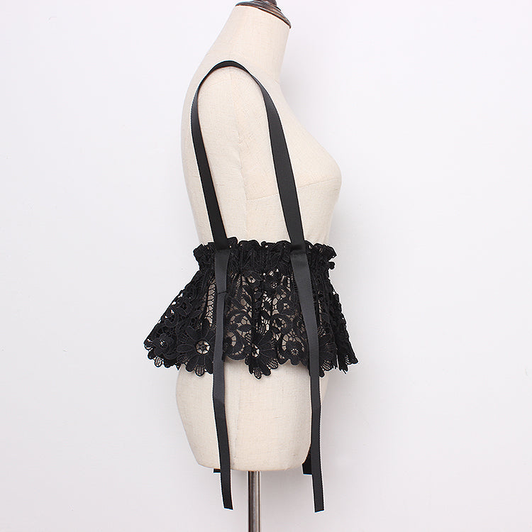 Breathable Printed Lace Wide Mesh Gauze Girdle Women's Suspender-style T-shirt Skirt Dress Belt