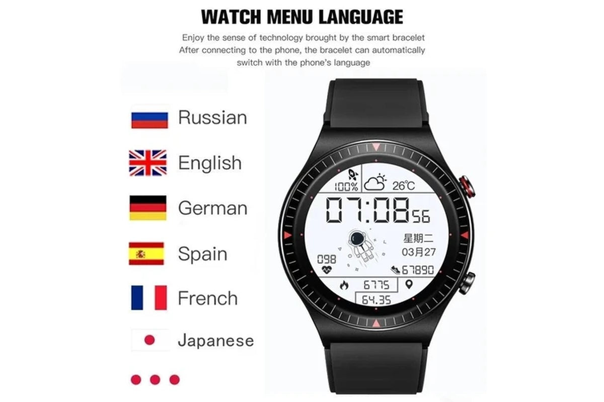 2024 New 4G ROM Bluetooth Call Smart Watch Men Local Music Heart Rate Fitness Tracker Smartwatch for Huawei GT2 Pro Xiaomi Phone - Mesh Belt Silver