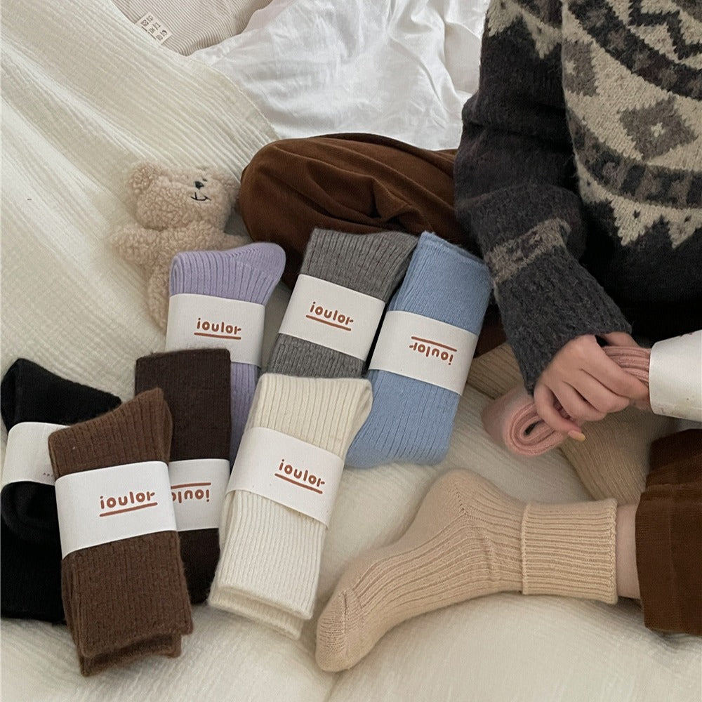 Thickened Wool Socks For Women Warm Mid-calf Length