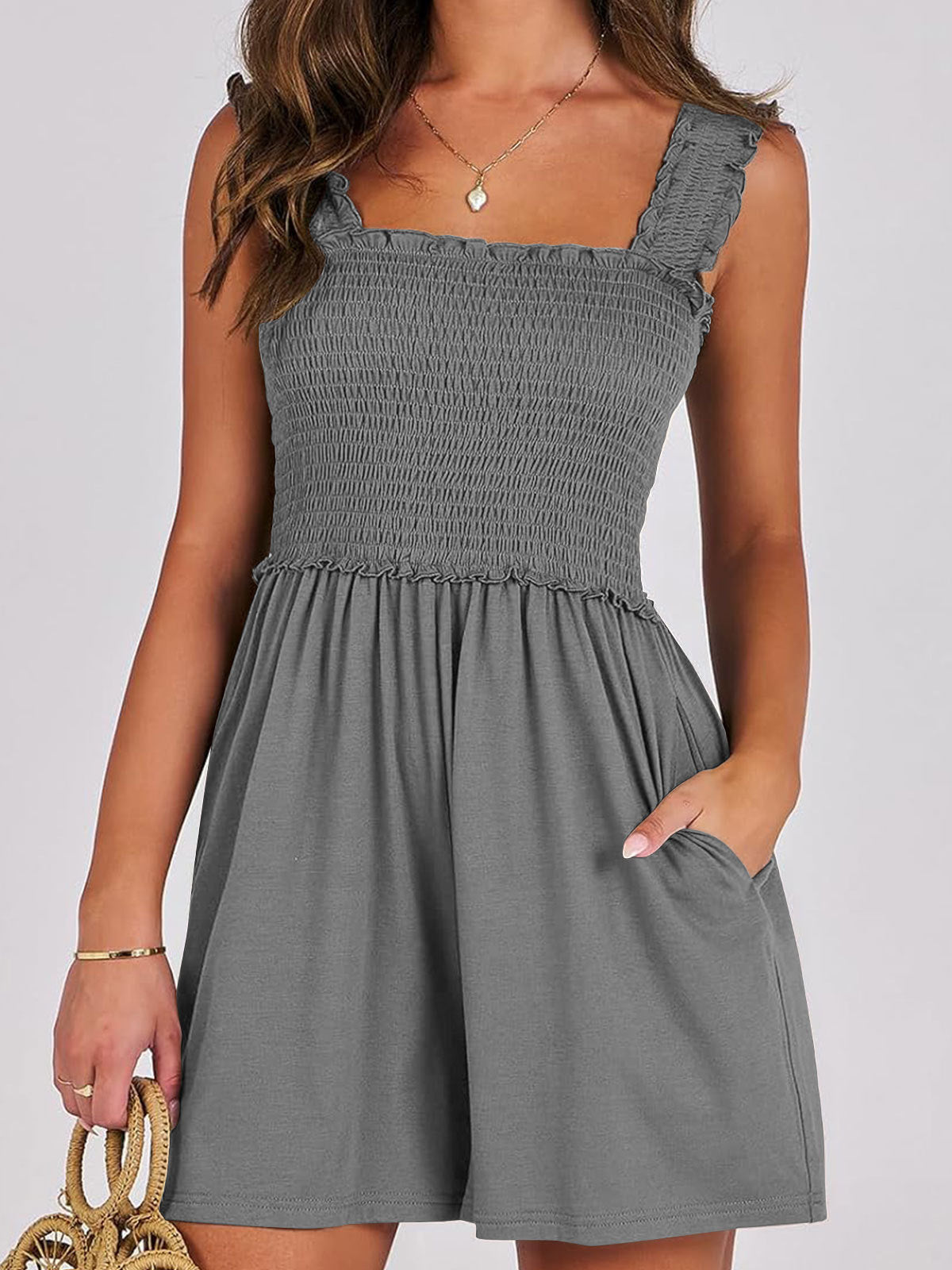Casual Smocking Overalls Women's Casual All-matching