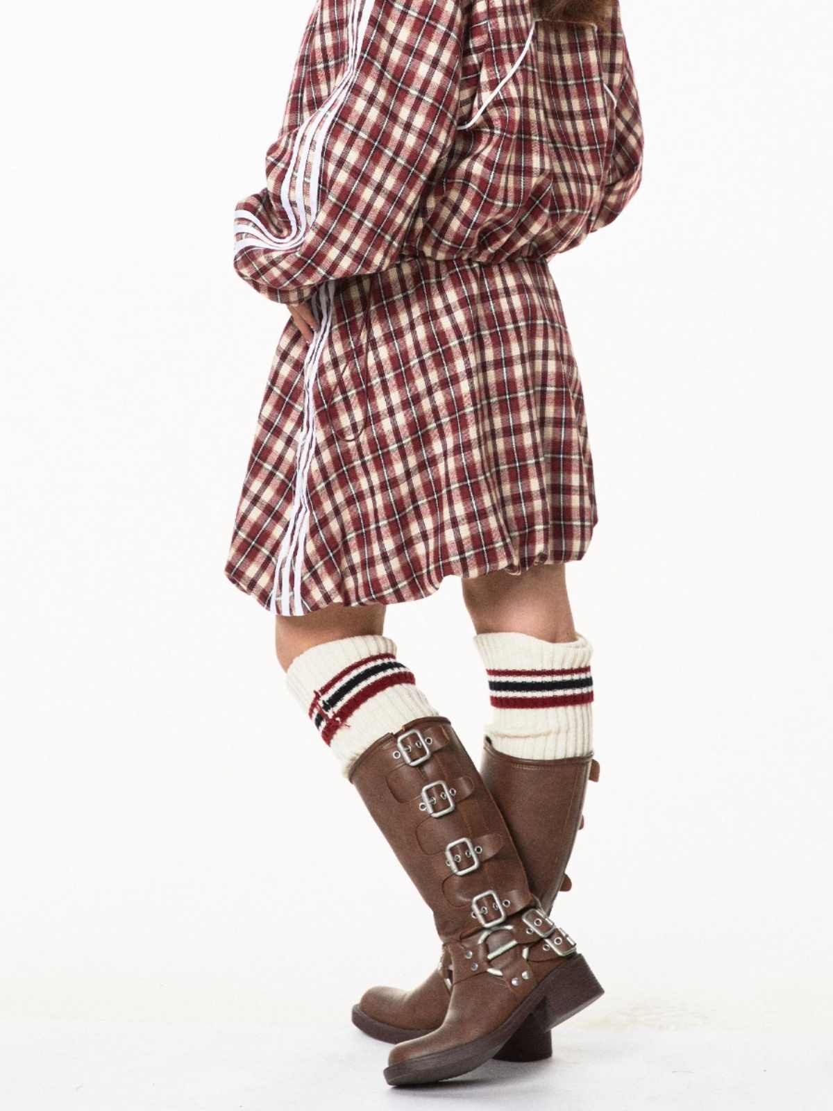 Sweet Cool Hot Girl Plaid Stitching Skirt Women