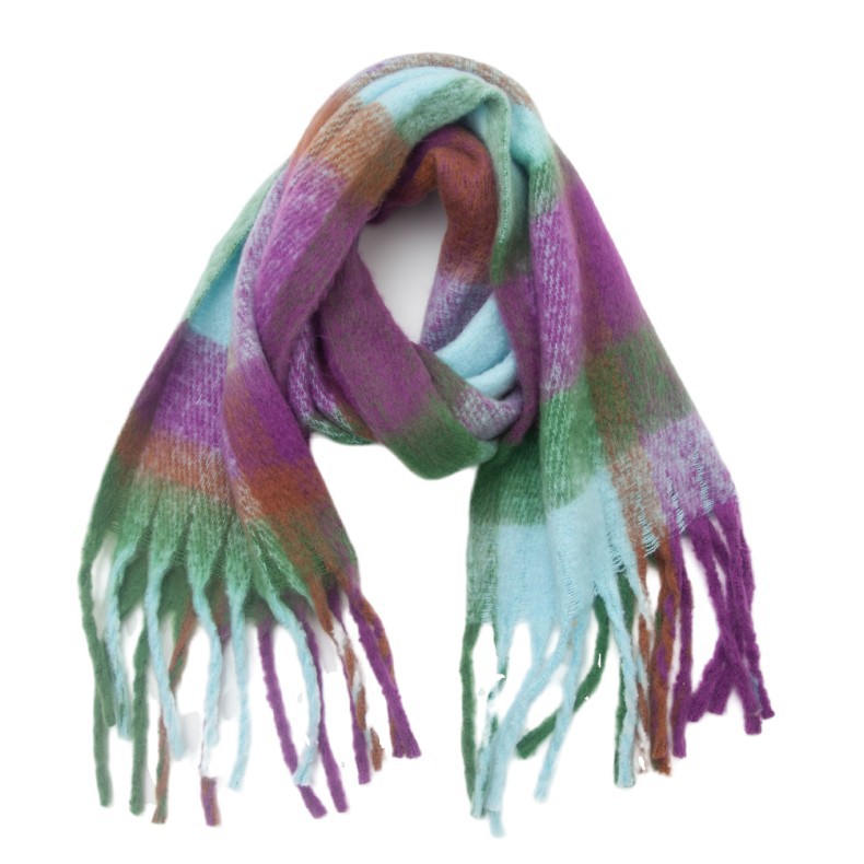 New Circle Yarn Thickened Plus-sized Plaid Scarf Shawl