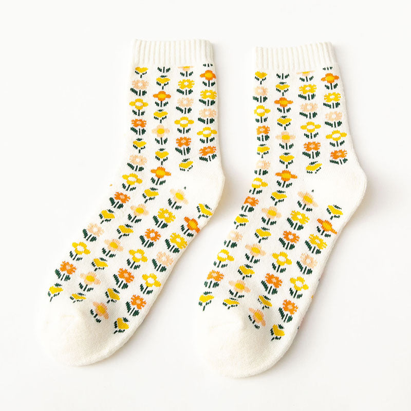 Female Female Middle Tube Cartoon Extra Thick Warm-keeping Socks