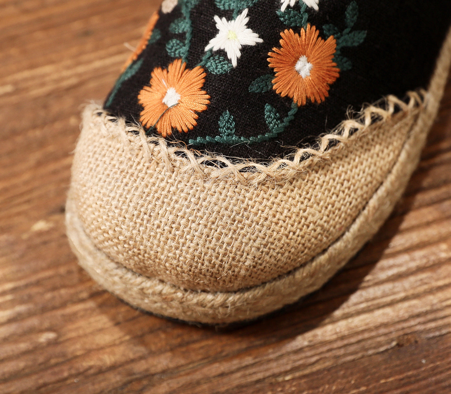 Low Top Round Toe Linen Flat Flat Brown Shoes