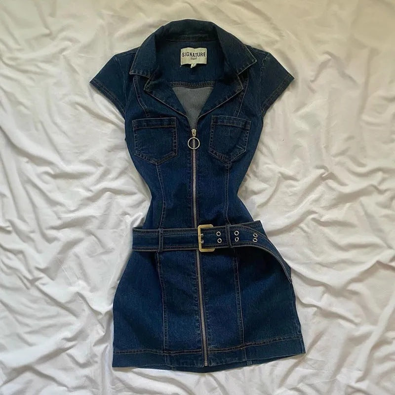 Retro Sleeveless Denim Dress For Bold Chic Girls
