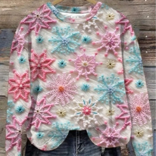 Efterår Vinter Sweater Trykt Rundhals Bluse Topp