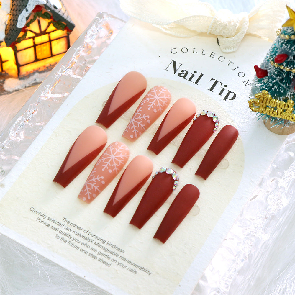 24 Pieces Christmas Black Red Bottom Big Snowflake Manicure