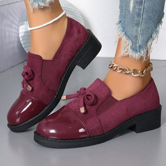 Women's Bowknot Chunky Heel One Pedal Loafer