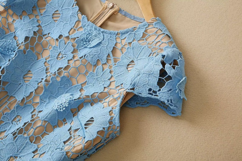 Lake Blue Lace Up High Dress