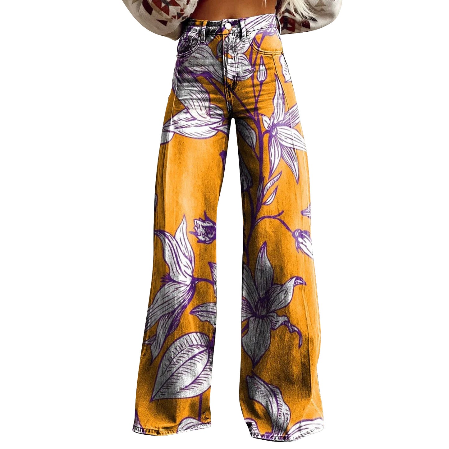 Trendy Flared Denim Jeans Made From Pure Cotton For Women