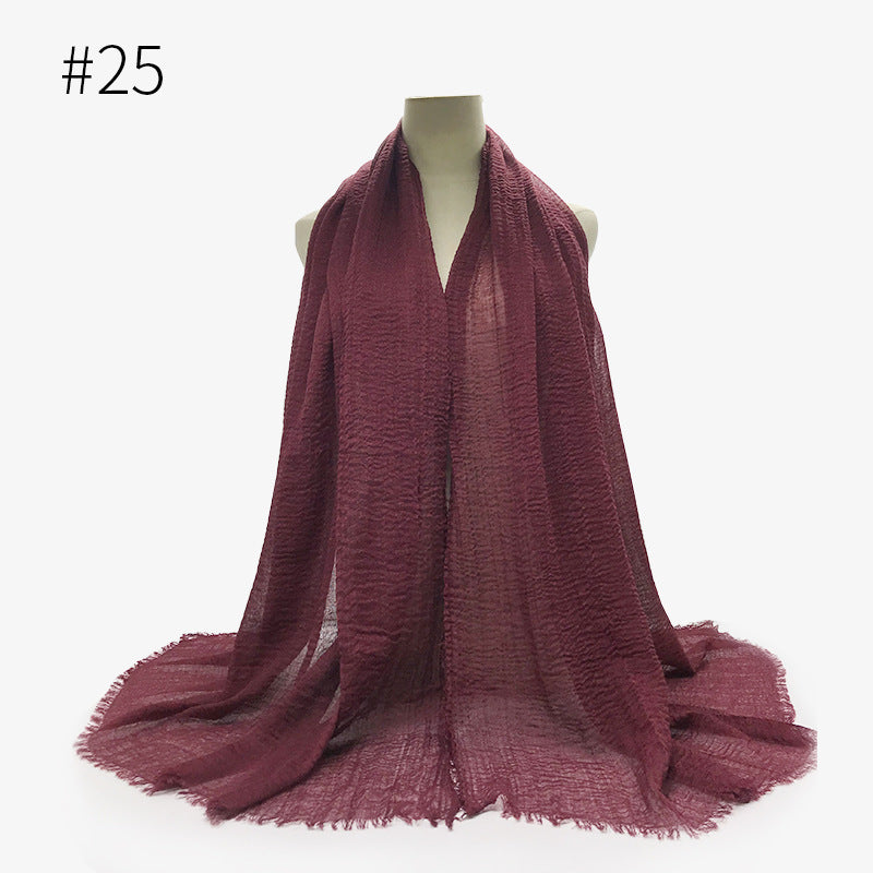 Monochrome Split Wrinkle Scarf Women's Toe Cap Shawl