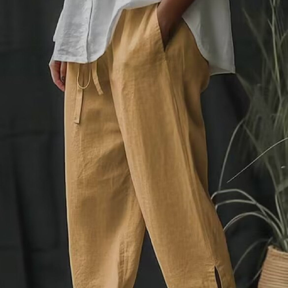 New Wide Leg Cotton Linen Pants