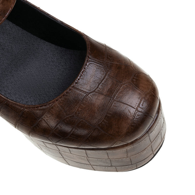Hot Girl Thick Bottom Sweet Cool Mary Jane Shoes Square Toe Waterproof Platform Thick Heel High Heels