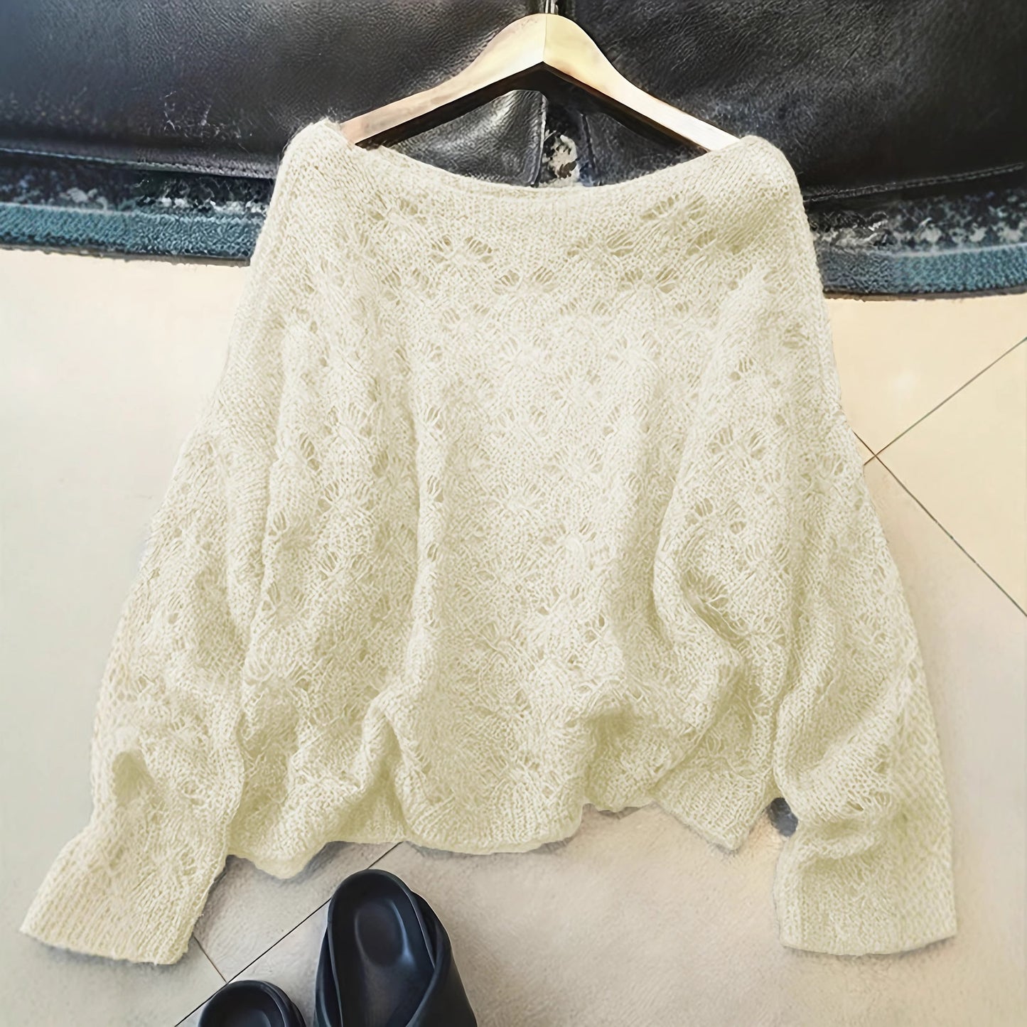 Cutout Blouse Thin Loose High-end All-matching Youthful-looking Pullover Knitted Top