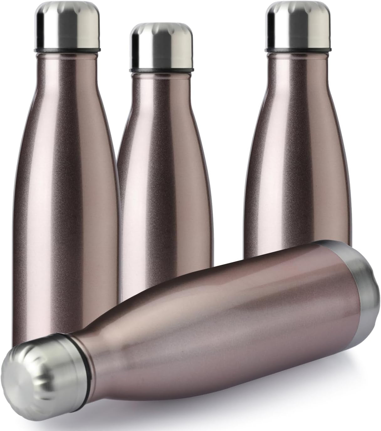 17Oz Sport Water Bottle 12 Pack Vacuum Insulated Stainless Steel Leak-Proof Double Wall Cola Shape Water Bottle,Keep Drinks Hot & Cold (Cold Gray,12 Pack)