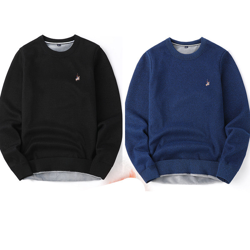 Sweater Mænd Efterår Og Vinter Plus Fløjl Fortykning Base