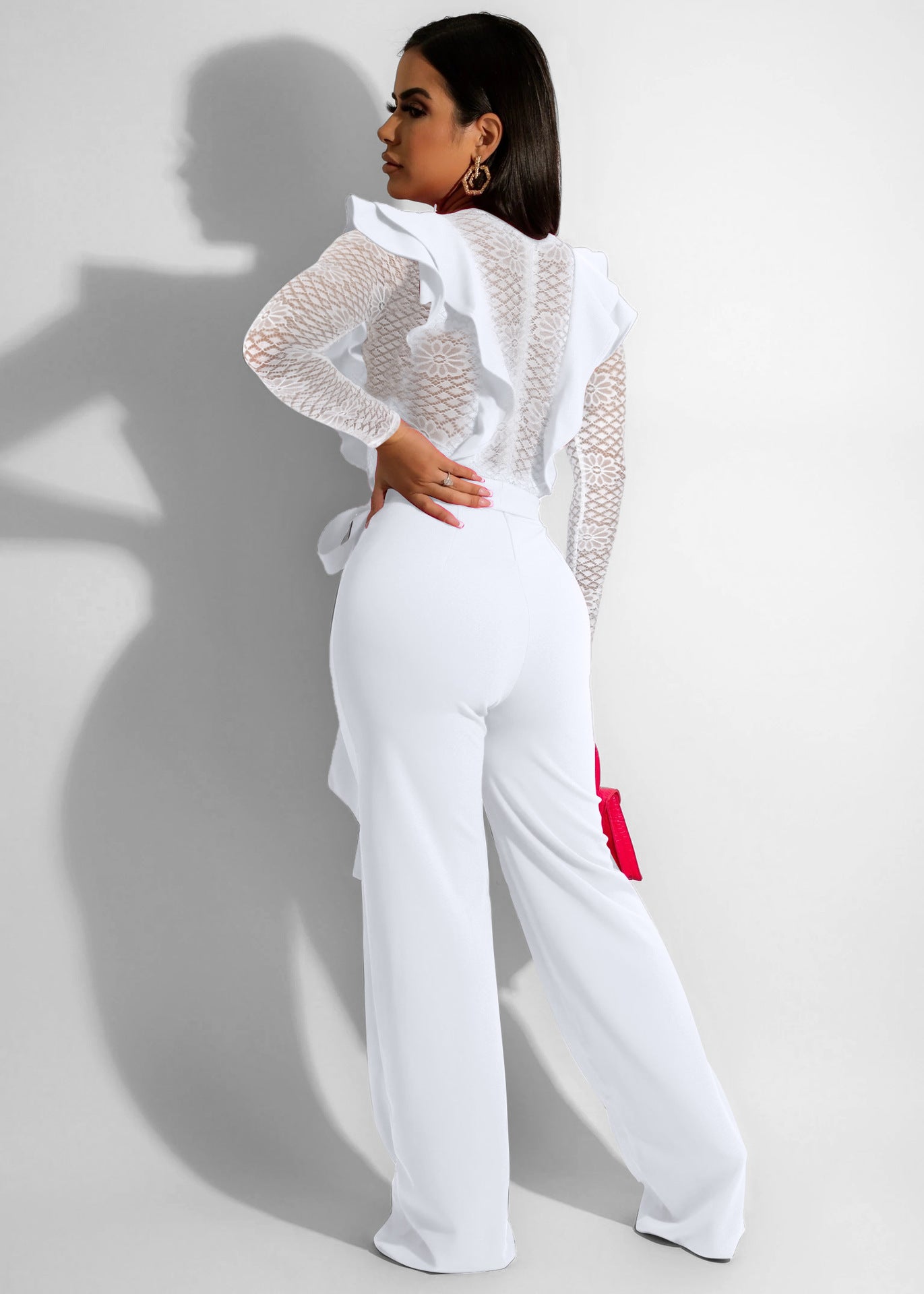 Fashion Business Slim Fit V-hals blonde gennemsigtig type heldragt