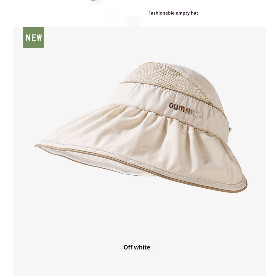 UV Protection Air Top Mesh Stitching Sun Hat With Wide Brim Breathable Sun Hat