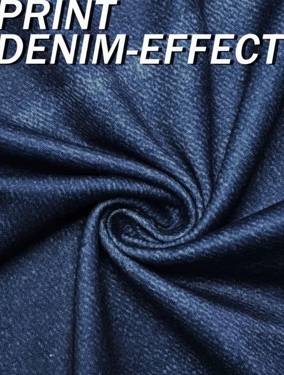 Women's High-Elastic Imitation Denim Leggings With Realistic Denim Print