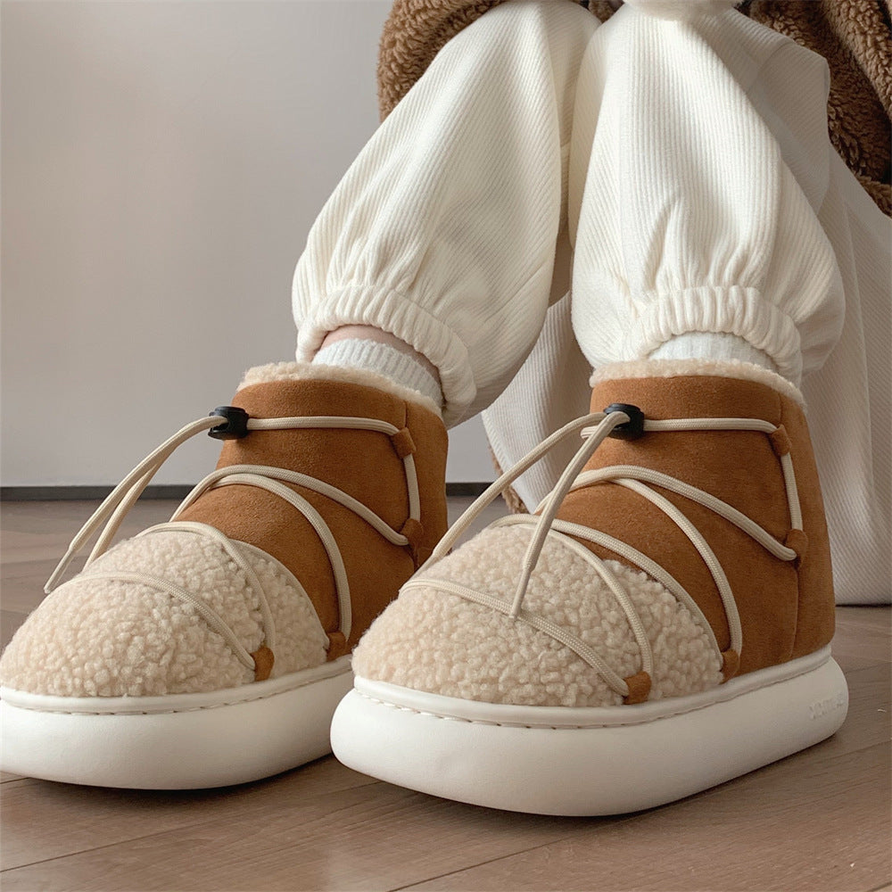 Women's Fashion Simple Vintage Lace-up Short Snow Boots