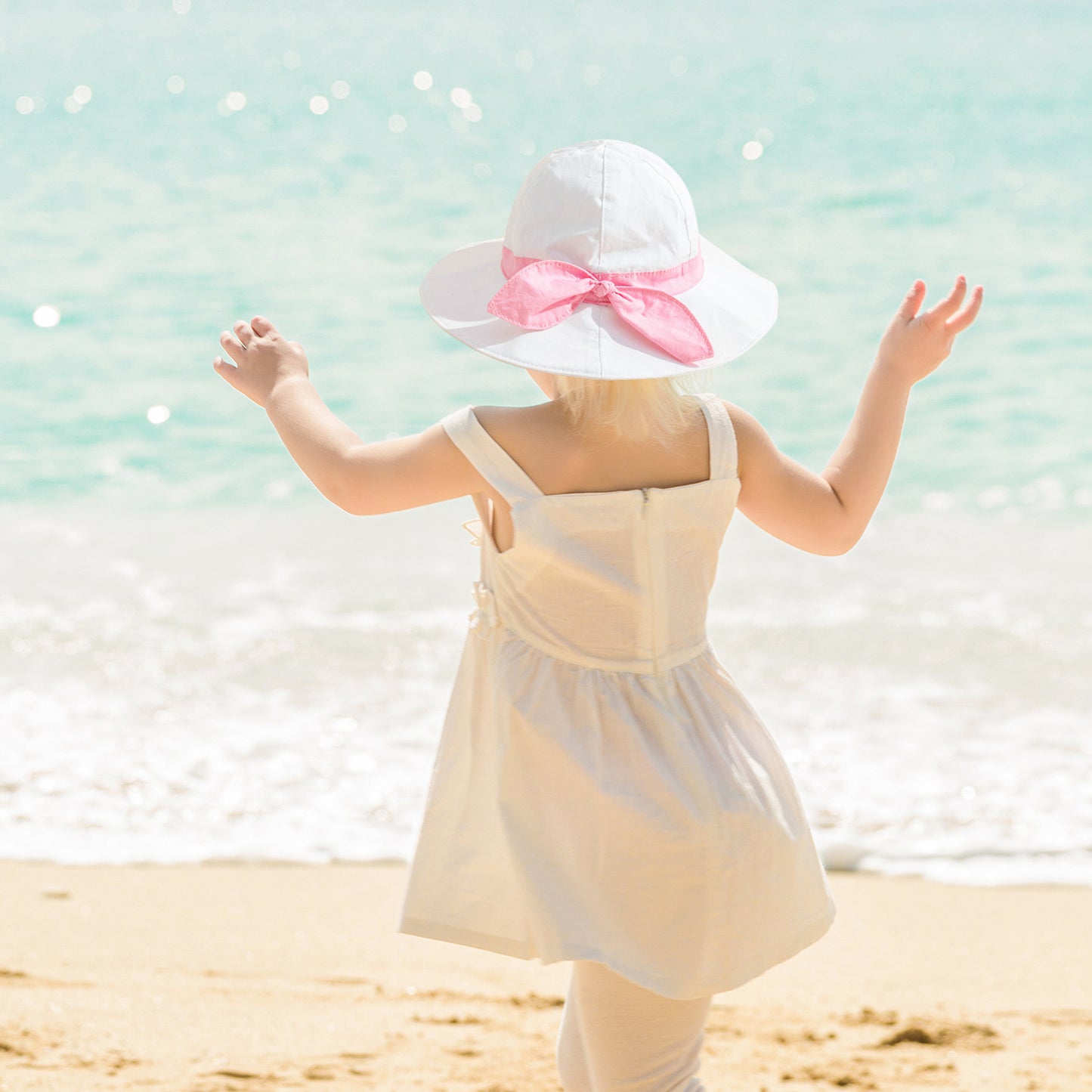 Solid Color Bow Breathable Male And Female Baby Sun Hat