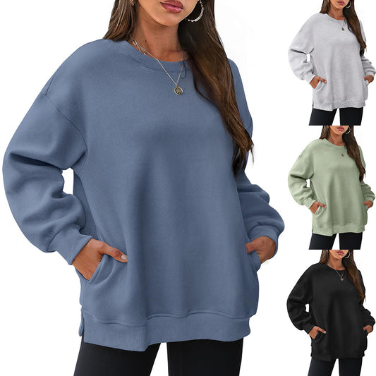 Dame Langærmet Sports Fashion Pullover med Rund Hals