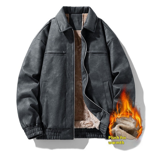 Loose Leather Thickened Leisure Warm Cotton-padded Coat