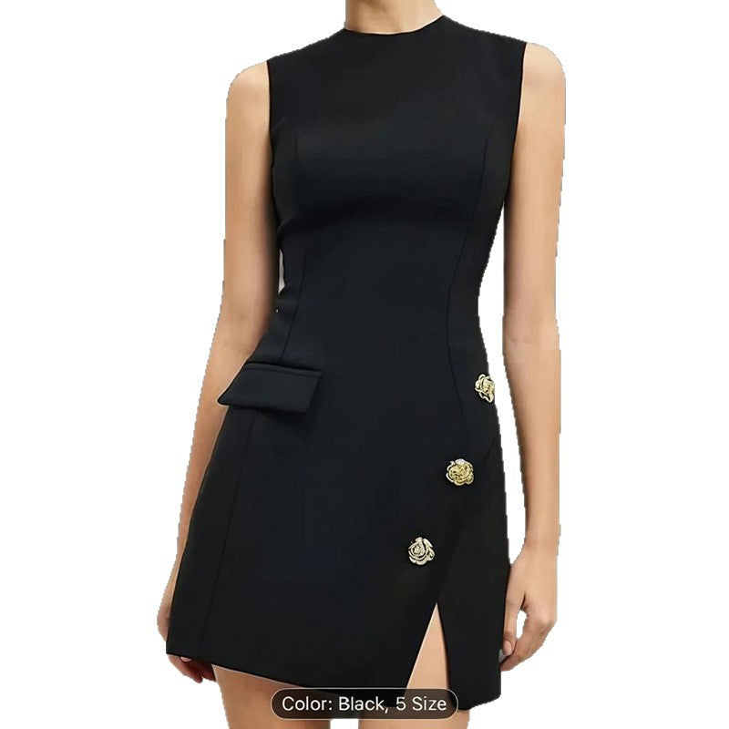 New Womens Solid-color Sleeveless Loose-fit Cropped Dress