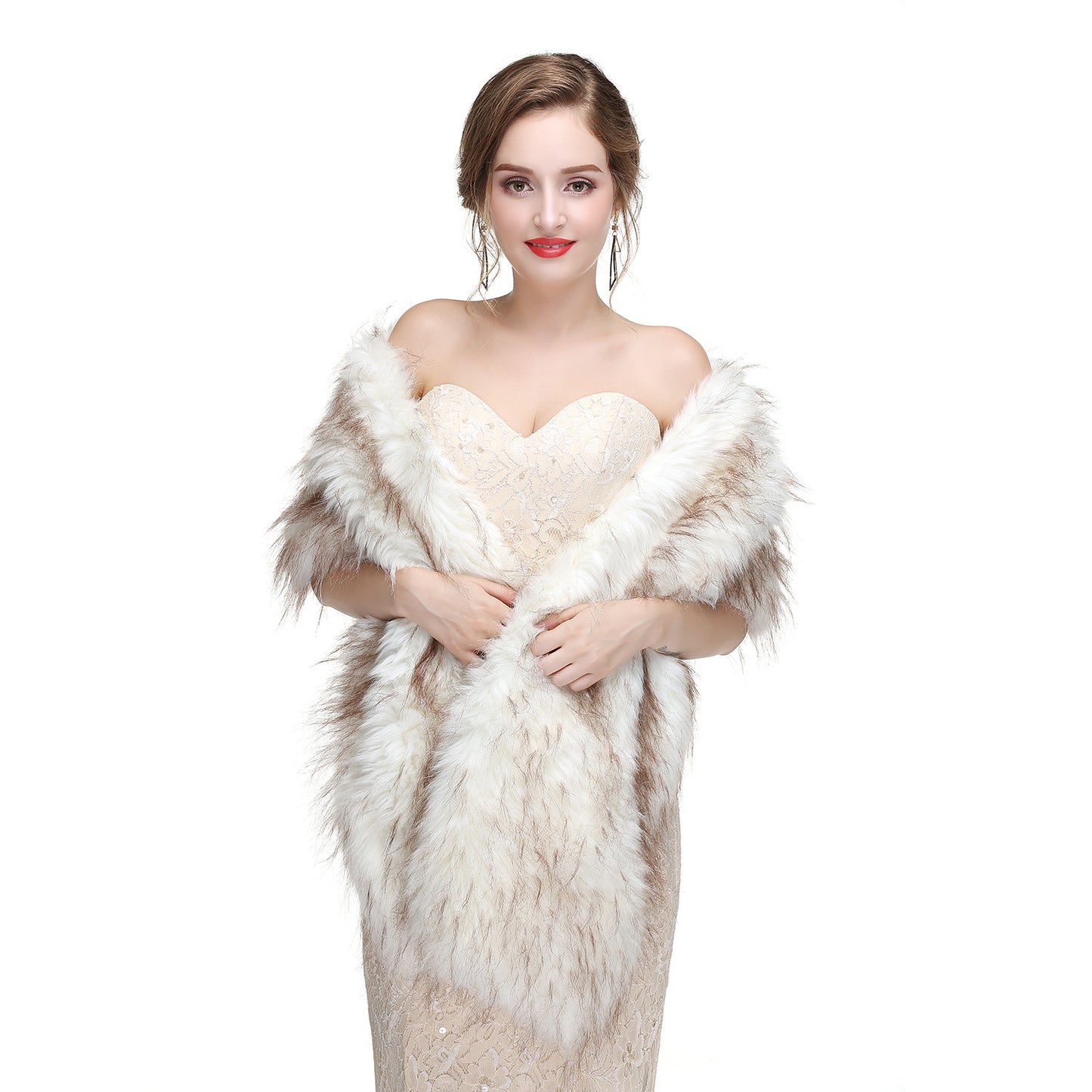 Wedding Dress Fox Fur Waistcoat Winter Warm Fur Shawl