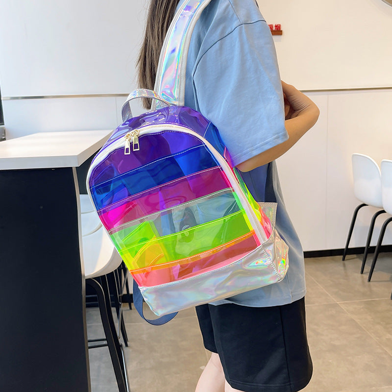PVC Transparent Waterproof Backpack Large Capacity Student Schoolbag