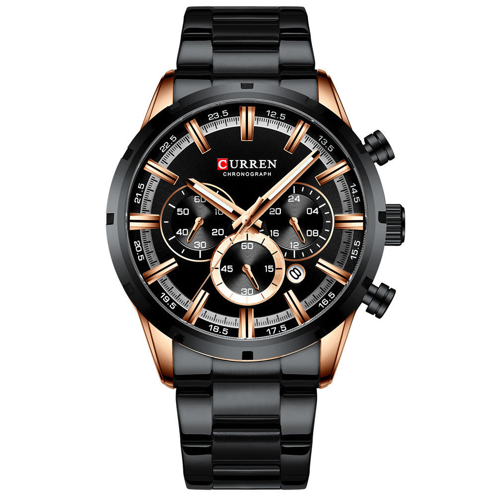 Quartz Six-hand Calendar Steel Band Business Men's Watch