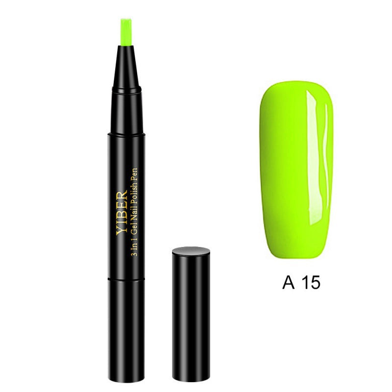 5pcs Nail Polish Pen 3 In 1 One Step Glue Pen Multicolor
