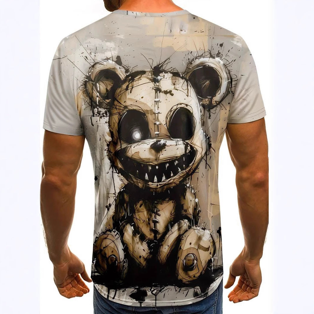 Mens Digital-Print Crew-Neck Short-Sleeve T-Shirt