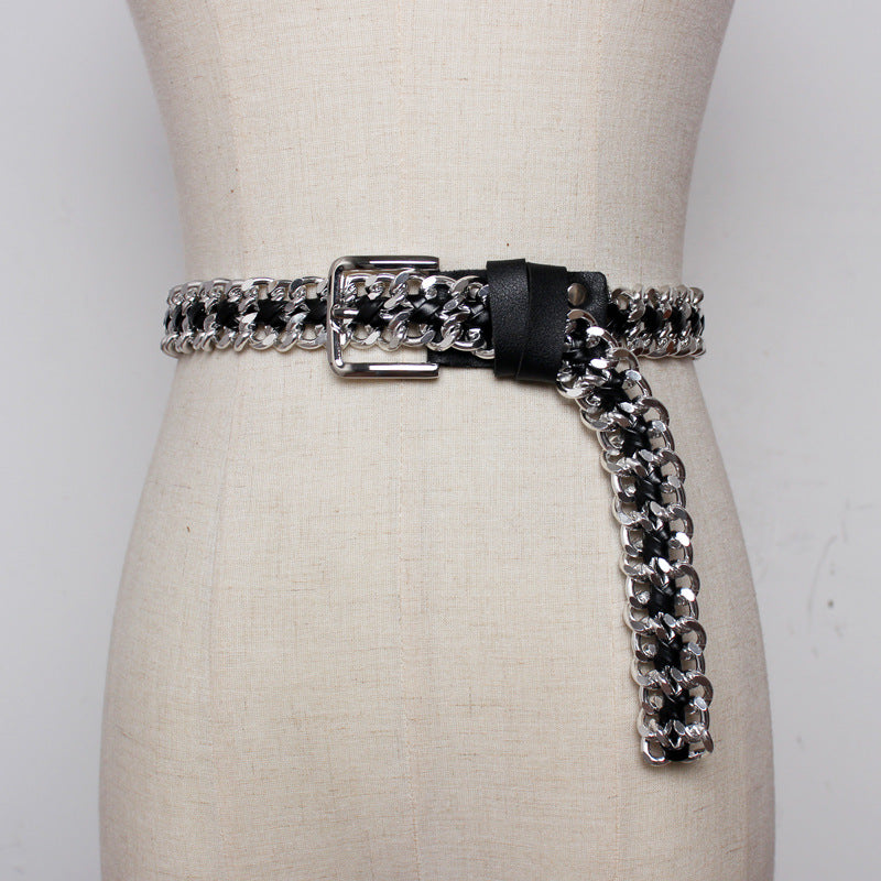 New Simple And Versatile Metal Woven Belt Female Belt With Dress Decoration Casual Fashion Waist Chain