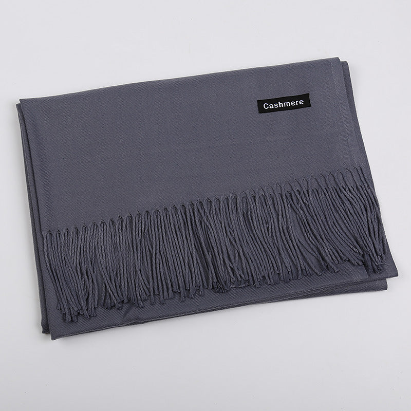 Solid Color Artificial Cashmere Scarf Female 220g Warm Shawl
